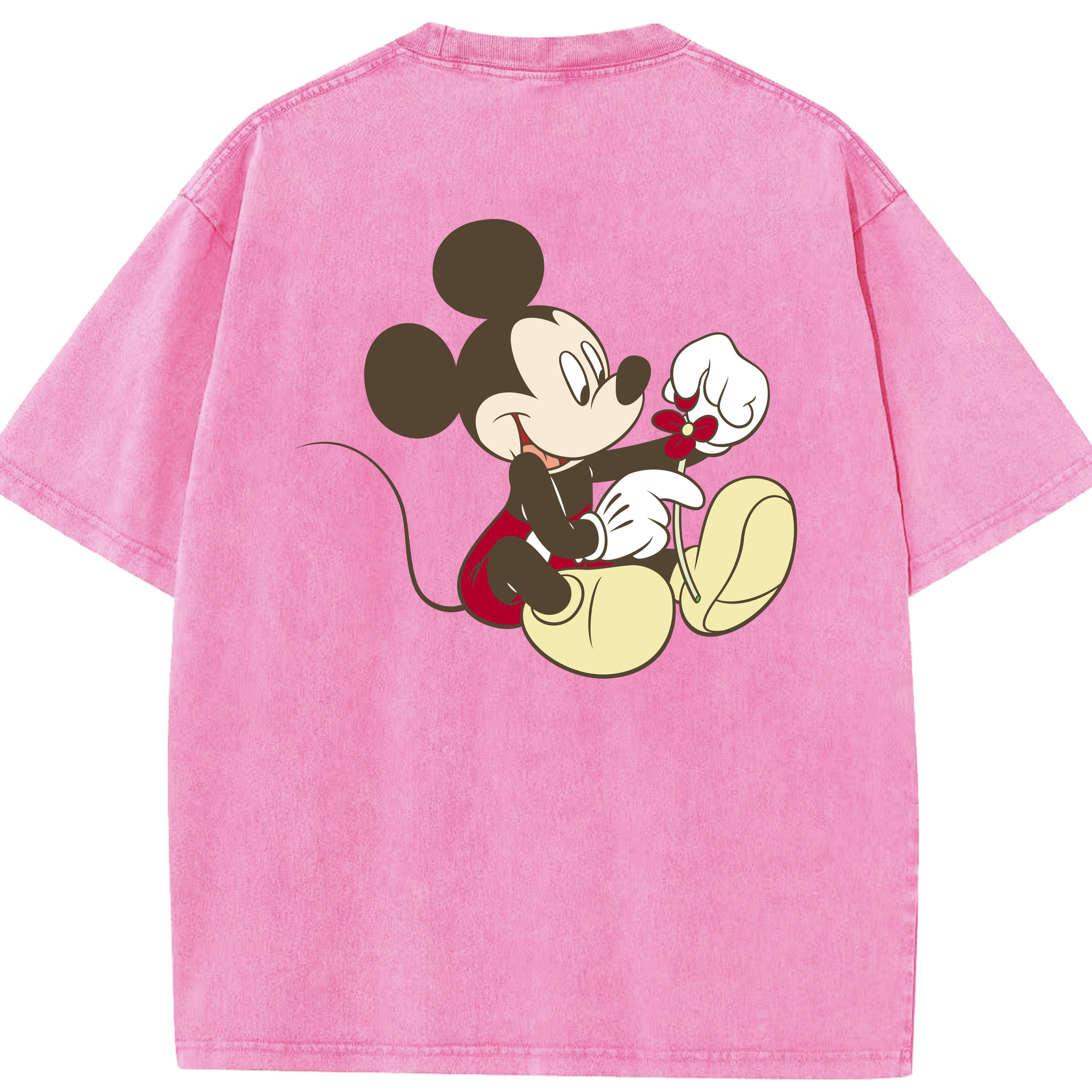 （画像用） ミッキーマウス Mickey Mouse 綿100% ヴィンテージ風 半袖Tシャツ（背面プリント）